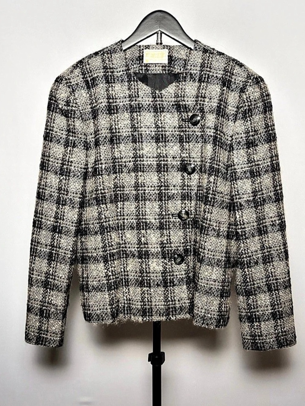 Vintage Pendleton Women’s 100% Wool Jacket Gray Black Size 12